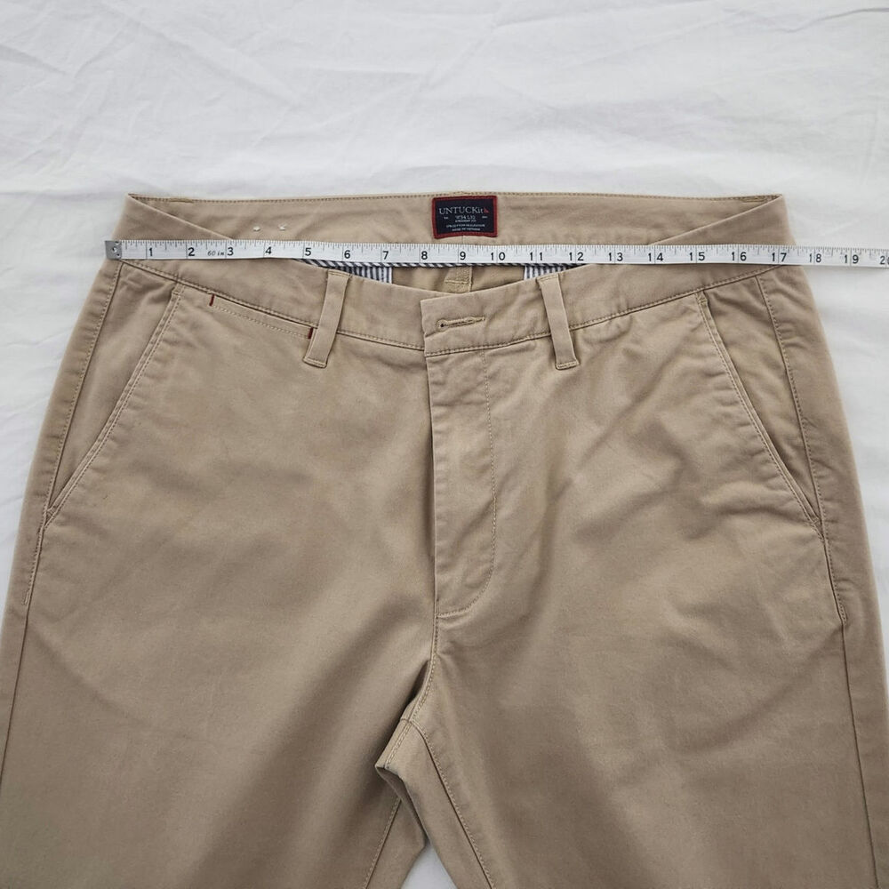 UNTUCKit Men's Relaxed Fit Pants 34x32 Tan Chino Khakis Stretch Business Casual - Picture 5 of 9